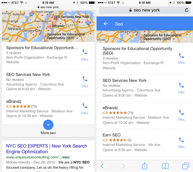 recherche locale liste