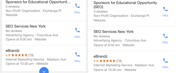 recherche locale liste